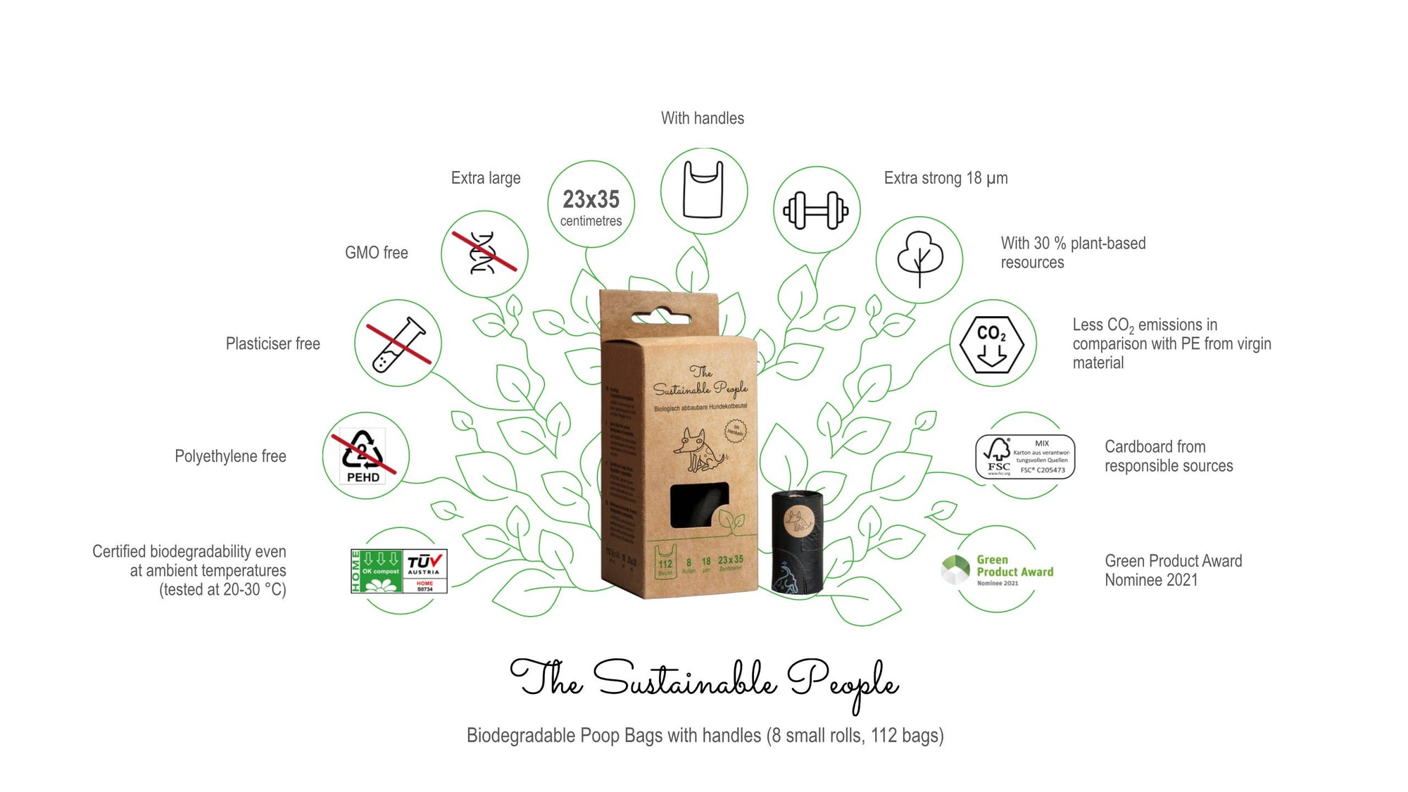 Biologisch abbaubare Hundekotbeutel mit Henkeln