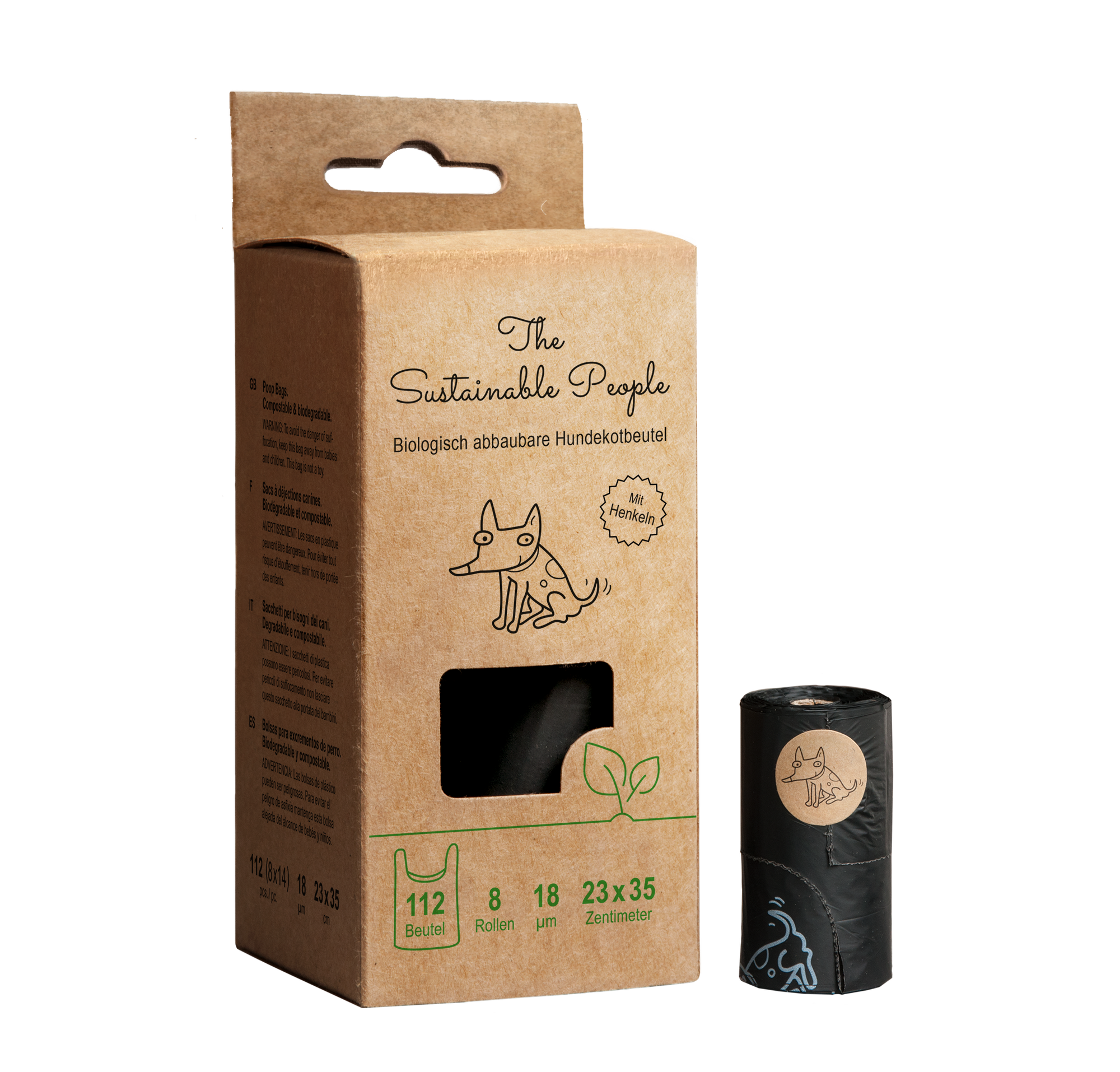 Biologisch abbaubare Hundekotbeutel mit Henkeln